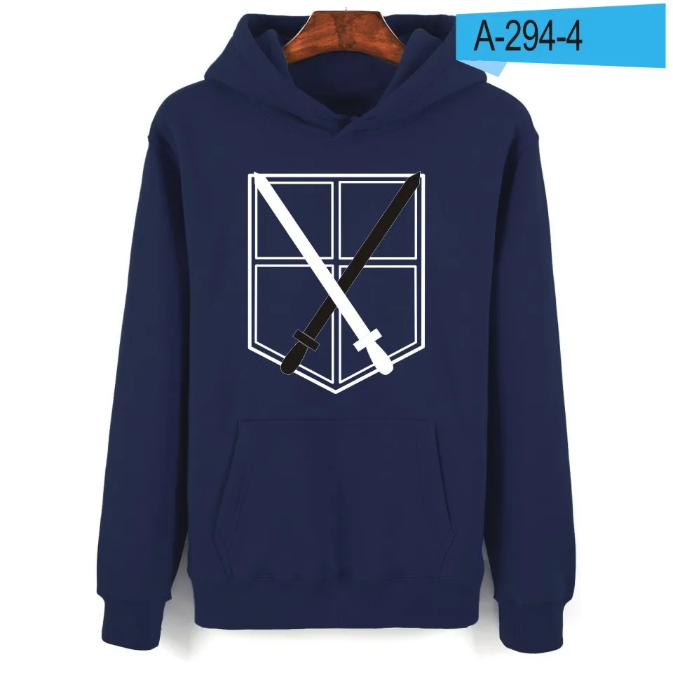 Navy Blue Модная толстовка с капюшоном в стиле японского поп-аниме, женские/мужские толстовки с капюшоном, женская верхняя одежда с забавным рисунком из мультфильма «атака на Титанов», Аллен - Цвет: Navy Blue