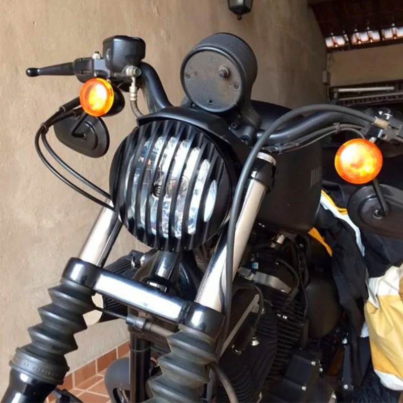 6 дюймов 5 3/" черный Алюминий фара Гриль Крышка для Harley-Davidson Dyna Super Glide пользовательского FXDC низкая rider Street Bob FXDB