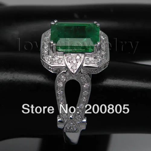 LOVERJEWELRY Women Vintage Rings Emerald Cut 7x9mm 14kt White Gold Diamond Ring Genuine Fine Jewelry For Party Wedding | Украшения и