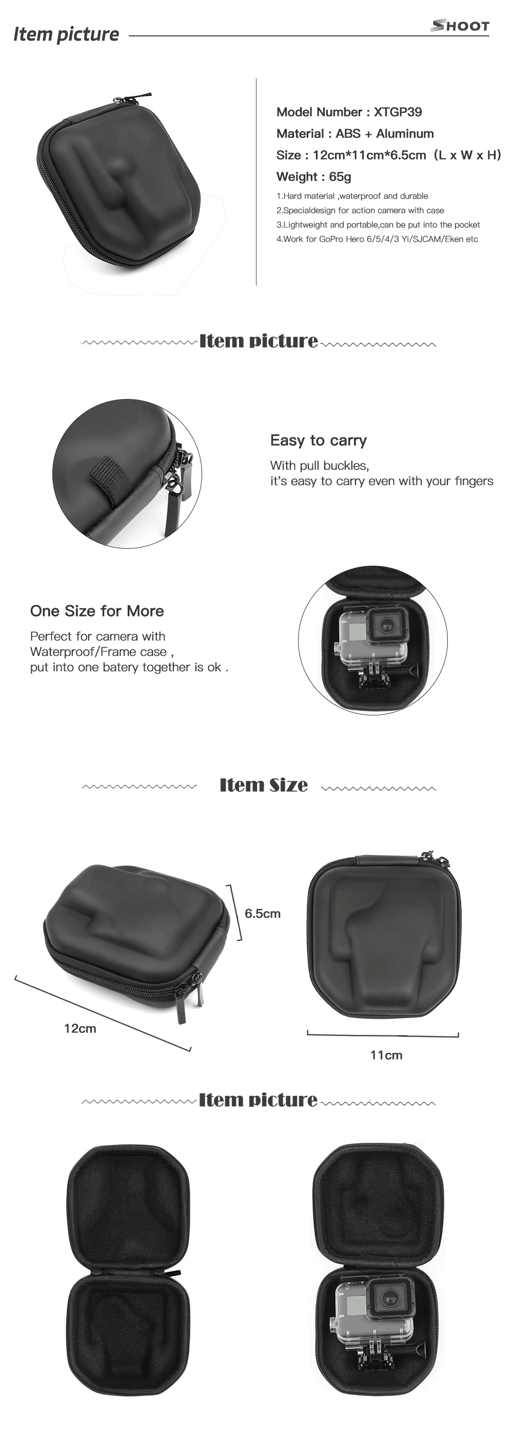Чехол для экшн-камеры GoPro Hero 8 7 5 6 Black Session Xiaomi Yi 4K Sjcam M10 Sj8 Pro Go Pro 8 7 5 Аксессуары для сумок