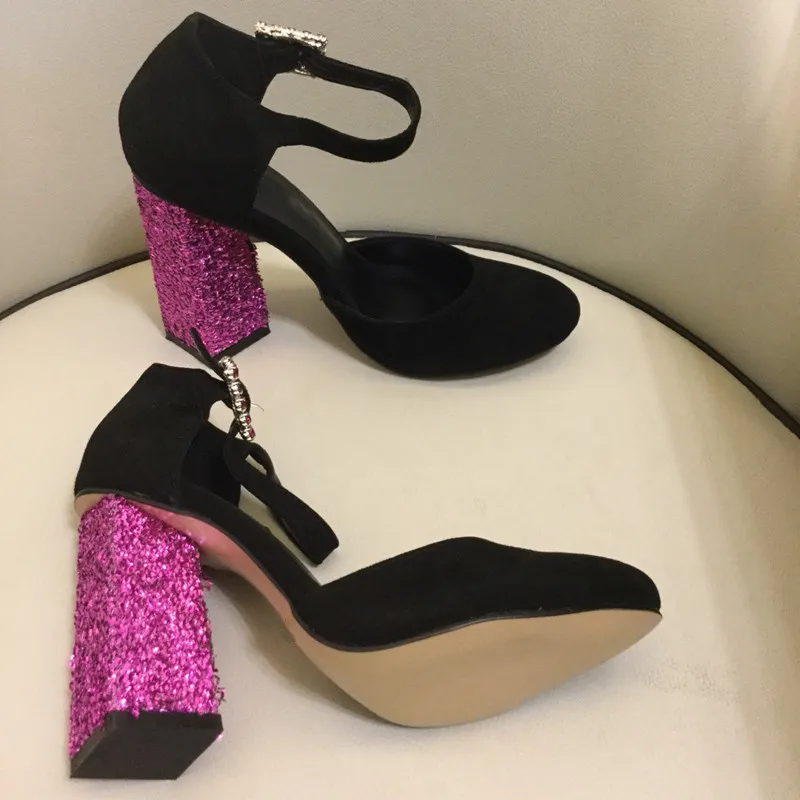 Высокое качество высокий каблук Женские сандалии Сандалии под замшевое learher