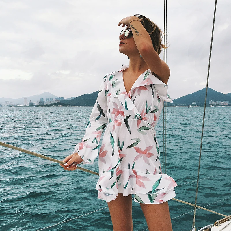 Модное необычное дизайнерское цельное шифоновое женское летнее платье с v