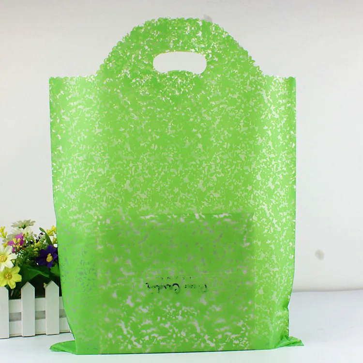 

50pcs/lot Green Lace Plastic Packing bag for Garment gifts bags with full size flowers printing available for custom