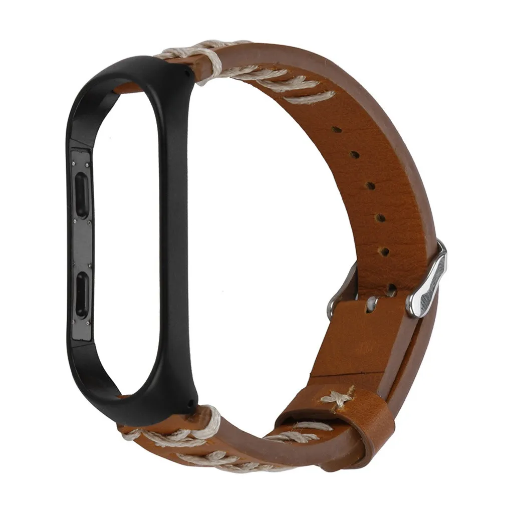 Кожаный ремешок для часов для Xiaomi mi, сменный ремешок для часов mi Band 4, ремешок для часов из нержавеющей стали C0703