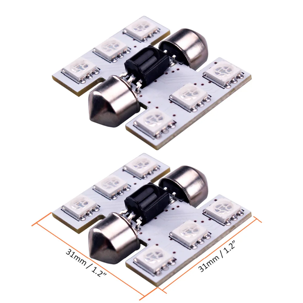 2 шт. RGB 5050 6SMD гирлянда светильник 1 Вт купольный Автомобильные светодиодные