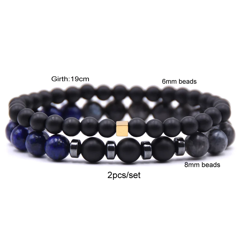 2 шт./компл. браслет мужской роскошный новый модный с бусинами из драгоценных
