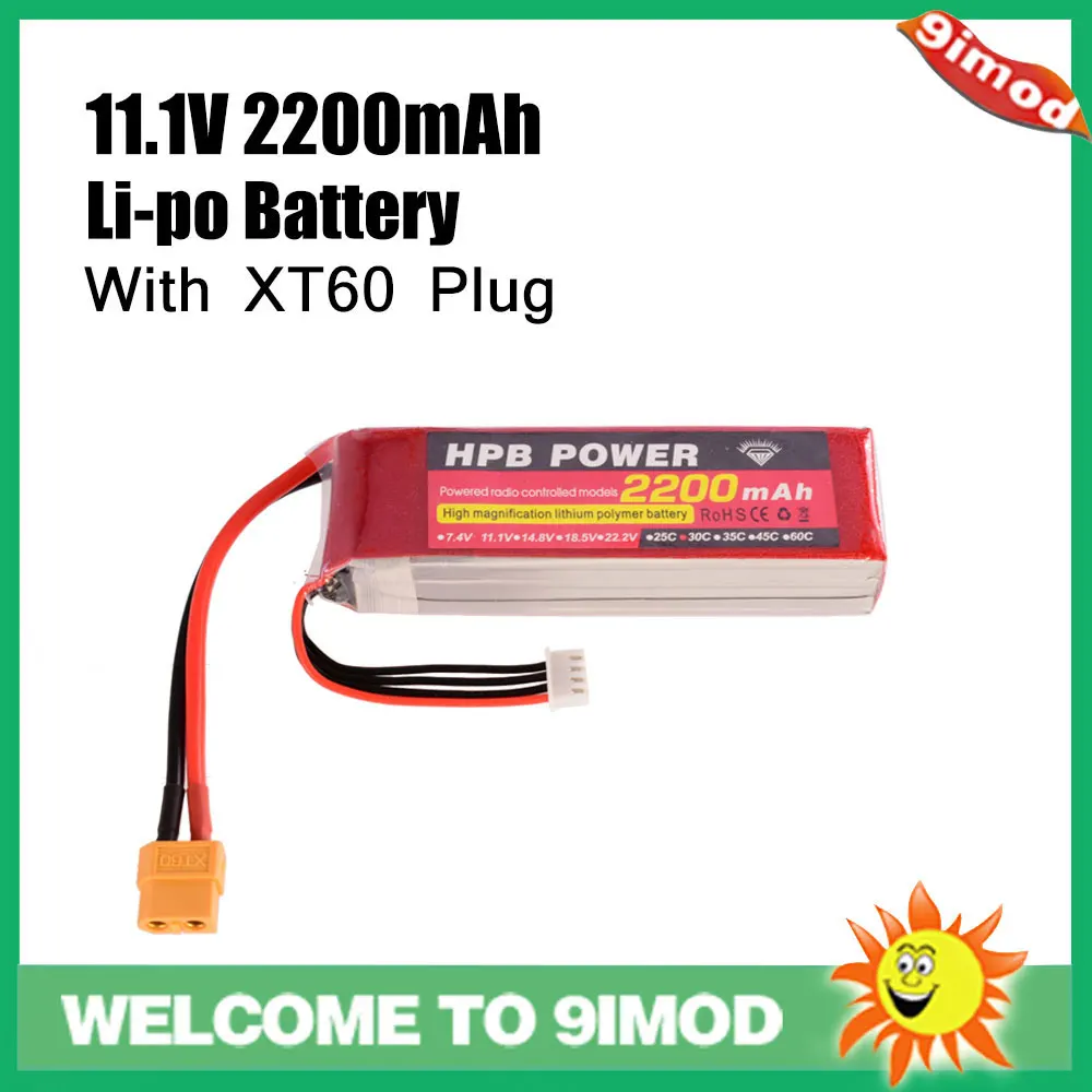 

HPB Power 11.1V 2200mAh 30C 3S Lipo Battery Replacement battery XT60 Plug For RC Racing Drone Quadcopter Helicopter Car