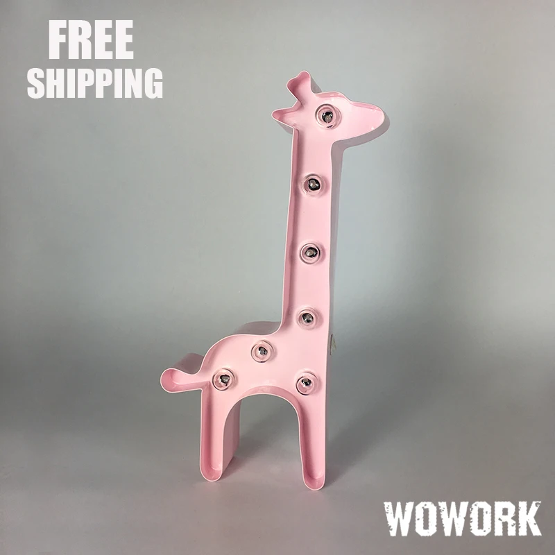 Знак светодиодной подсветкой свет 12 inch Giraffe шатер лампочки Letter Металл LED батареи