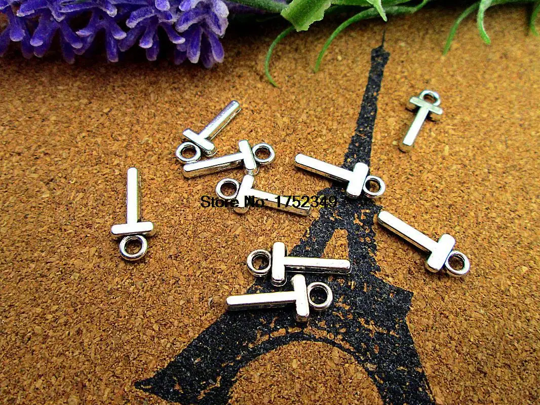 30 шт. Подвески с буквами алфавита античный серебряный Алфавит/буква T 16 мм