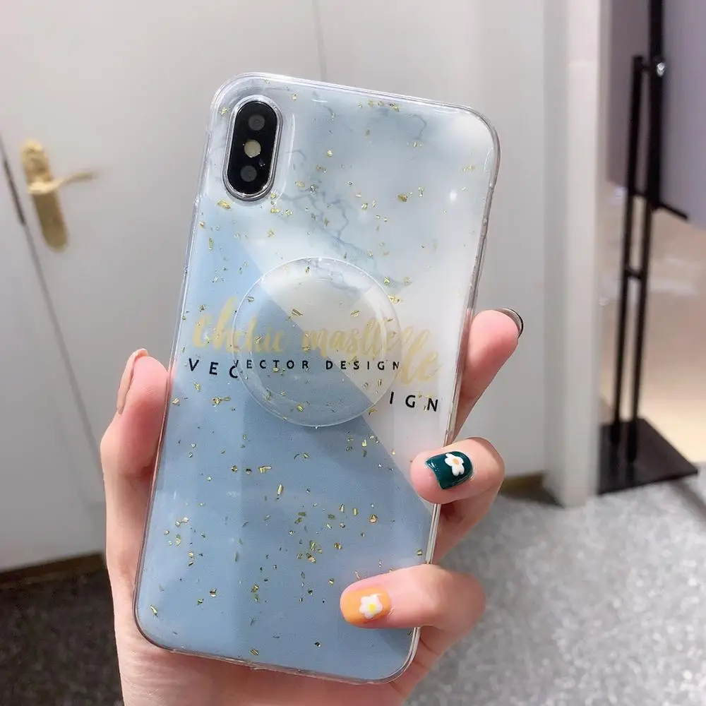 Zxtrby простой Блестящий Мягкий чехол для сотового телефона с держателем iphone XS XR XSMax
