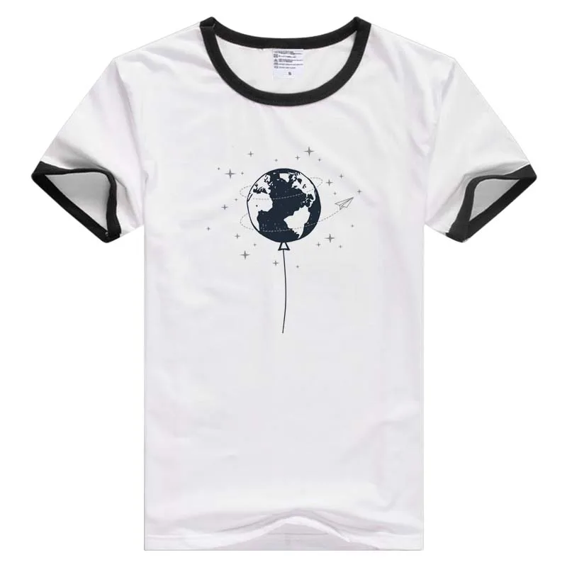 Earth Globe Balloon Paper Airplane short sleeve casual Men Women T-shirt Comfortable Tshirt Cool Print Tops GA1140 | Мужская одежда