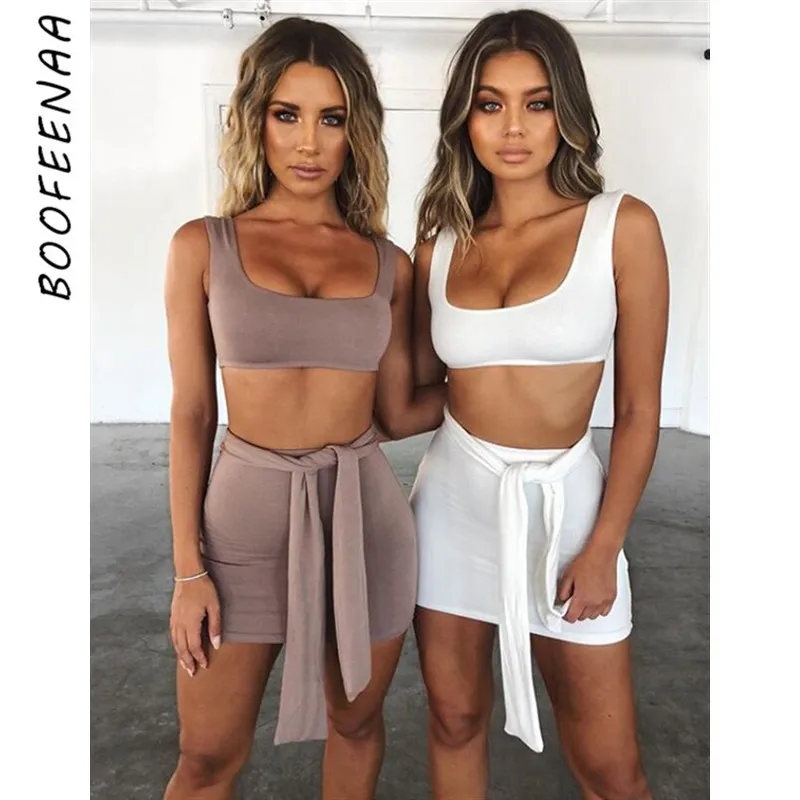 BOOFEENAA юбка из двух частей комплект сексуальная клубная одежда милые летние