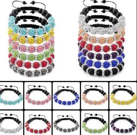 High Quality 10mm white black multicolor Micro Pave Disco bead Bracelet jewelry crystal j535 | Украшения и аксессуары