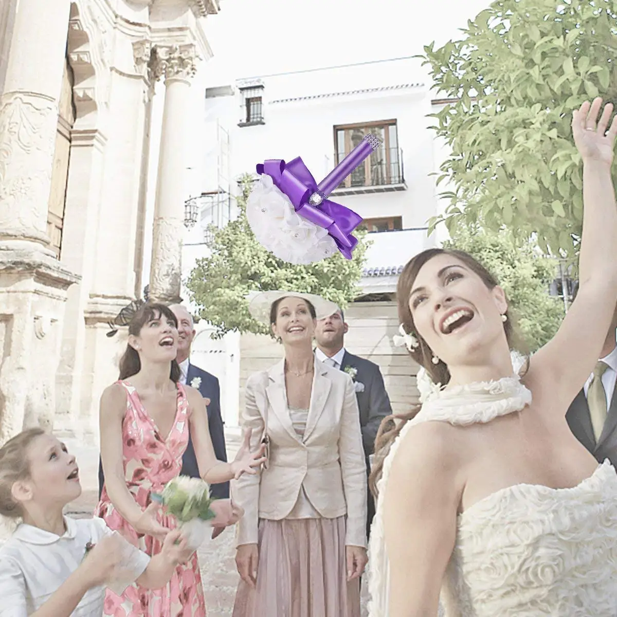 2019 Handmade Beautifu Lilac Bridal Bridesmaid Flower Wedding Bouquet Artificial Rose Ribbon Crystal Bouquets de noiva | Свадьбы и