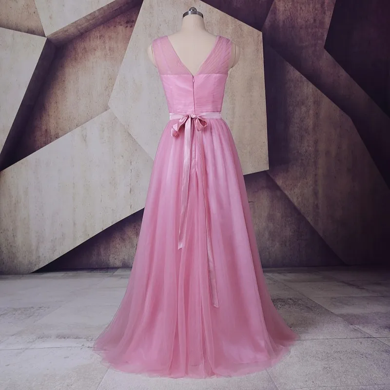 Лиловый Тюль Длинные Платья для подружек невесты 2018 Лори Vestido longo madrinha v-образный