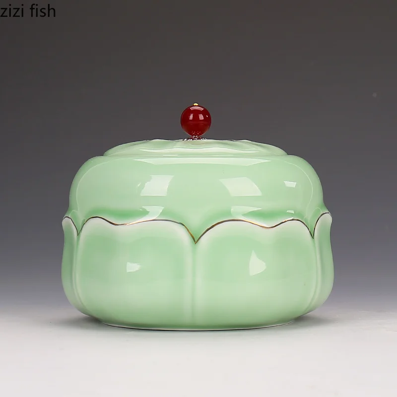 Creative ceramics gourd Tea can Sealed jar Household decoration Kitchen storage ceramic tea tin containers | Дом и сад