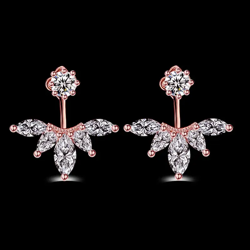Fashion 925 Sterling Silver Shiny Cubic Zirconia Crystal Beads Neckband Stud Earrings for Women Wedding Bijoux Brincos E472 | Украшения и
