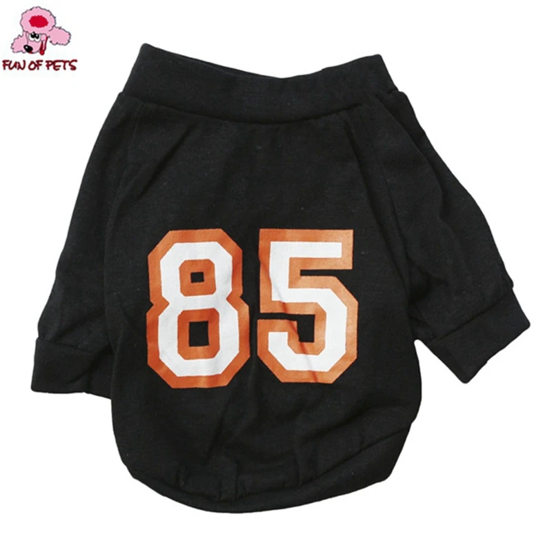 

2017 новая модная летняя одежда для собак, черная хлопковая Футболка с узором «85», одежда для собак, домашних животных