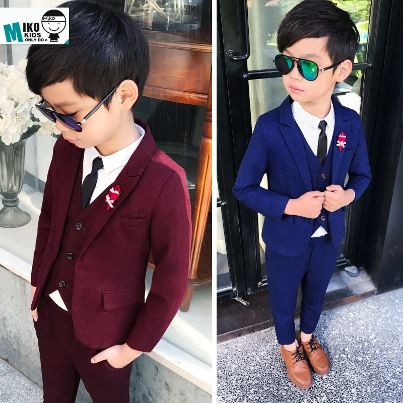 

Wedding Flower Boy Dress High Quality Child Blazer suits Slim and gentle Solid Color Kid Suits Jacket shirt pant vest