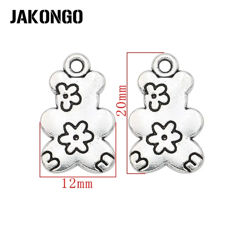 20шт тибетские посеребренные Подвески с цветочным медведем для самостоятельного