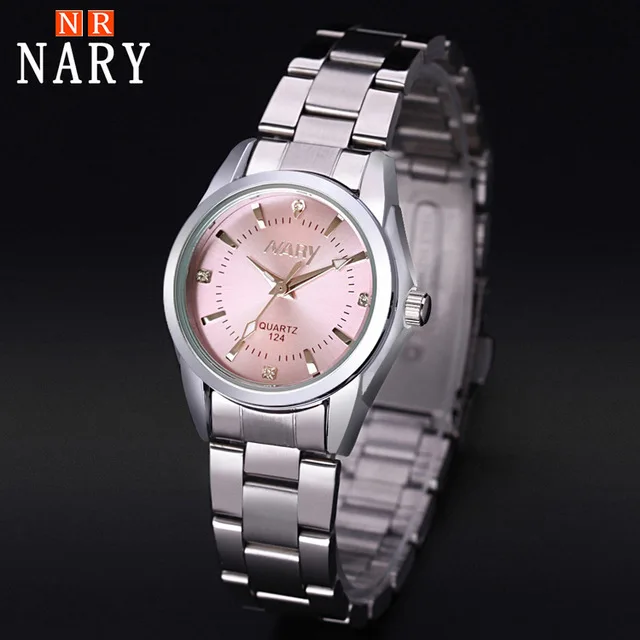 Женские часы NARY модные роскошные Reloj Mujer из нержавеющей стали качественные