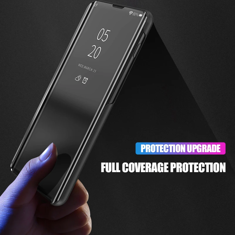 Умный кожаный чехол с зеркальной поверхностью для Xiaomi redmi note 7 pro полной защитой 7A