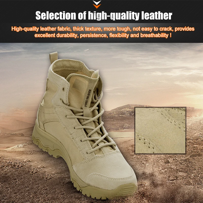 FREE SOLDIER Outdoor Sports Tactical Camping Shoes Men's Boots For Climbing Breathable Lightweight Mountain Boots Hiking Shoes