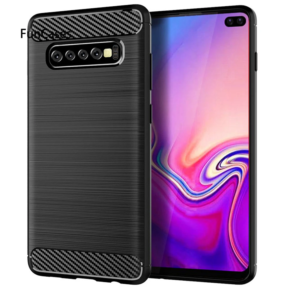 Black Чехол для samsung Galaxy S10 Plus роскошный углеродный волокна крышка для Galaxy S10E S10 E Lite S8 S9 плюс Примечание 8 9 J4 J6 EU - Цвет: Black