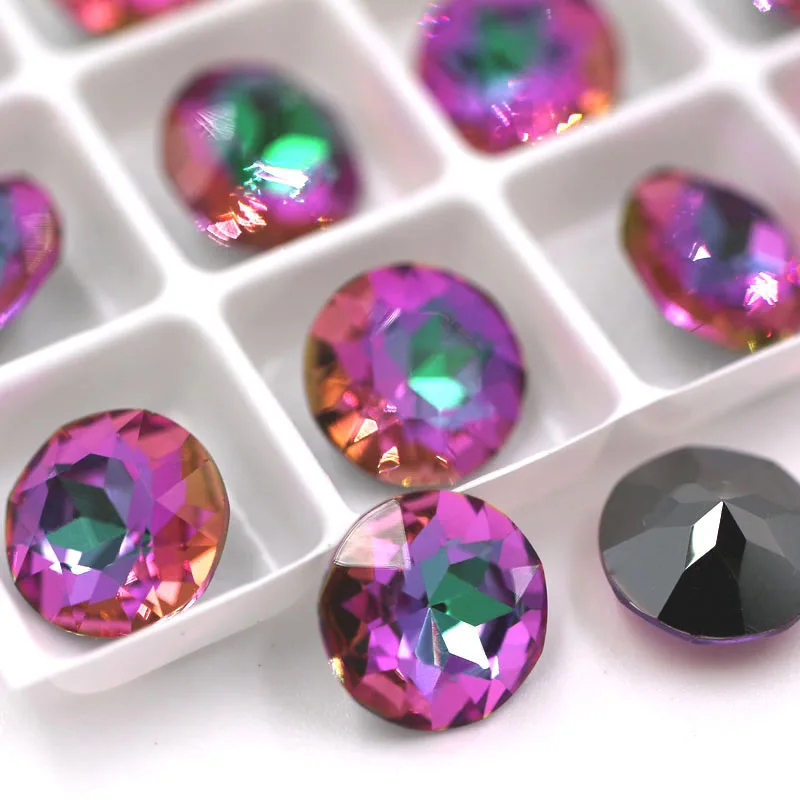 Purple red light Новое поступление остроконечные клей на стекло стразы Высокое качество Кристалл круглой формы Стразы diy аксессуары для одежды - Цвет: Purple red light