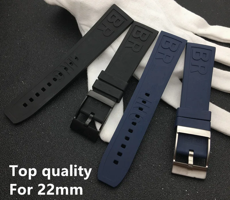 Ремешок силиконовый для наручных часов резиновый черный темно синий браслет