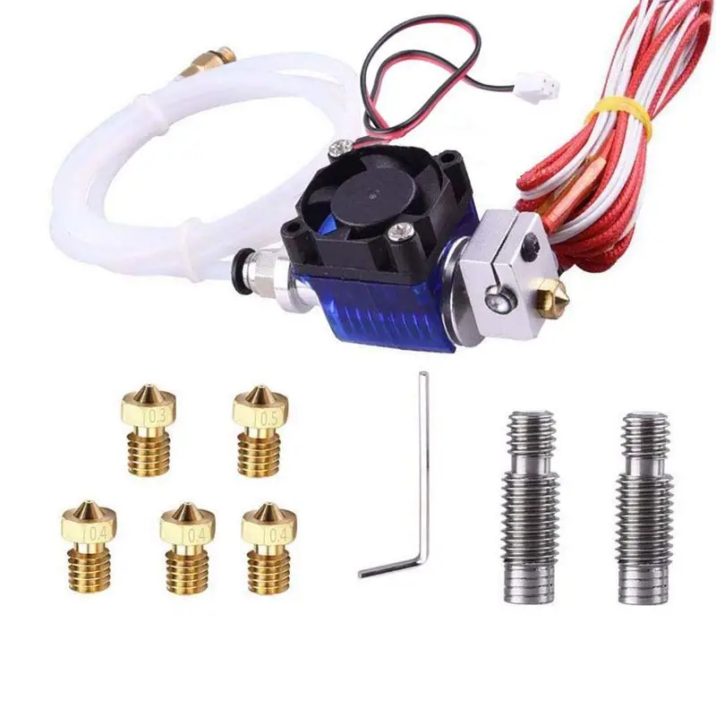 Цельнометаллический V6 J-Head Hotend экструдер комплект с 2 насадками из нержавеющей