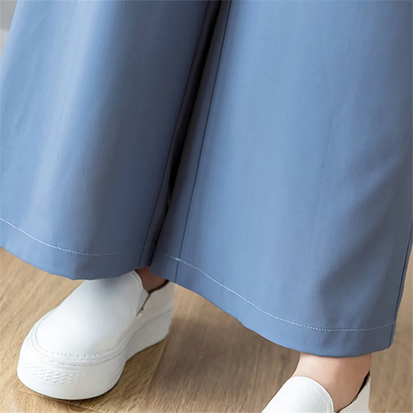 Новинка модные женские шифоновые широкие брюки повседневные до щиколотки с