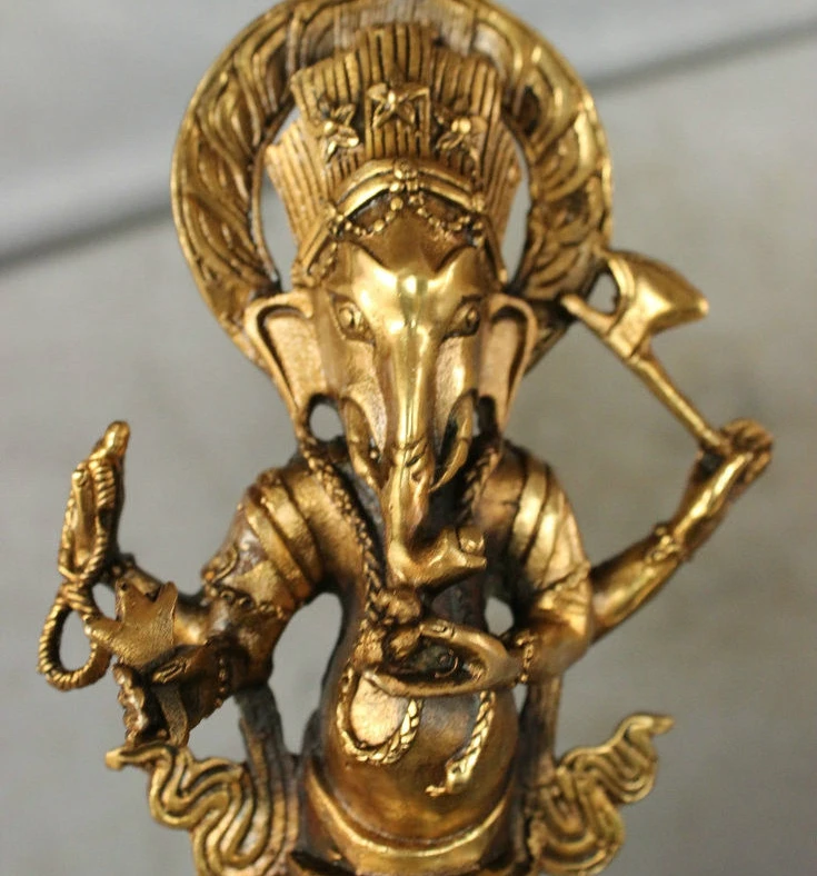 12&quot Tibet Brass Ganesh Lord Ganesha Buddha Statue Buddhism Phurpa Talismans | Дом и сад