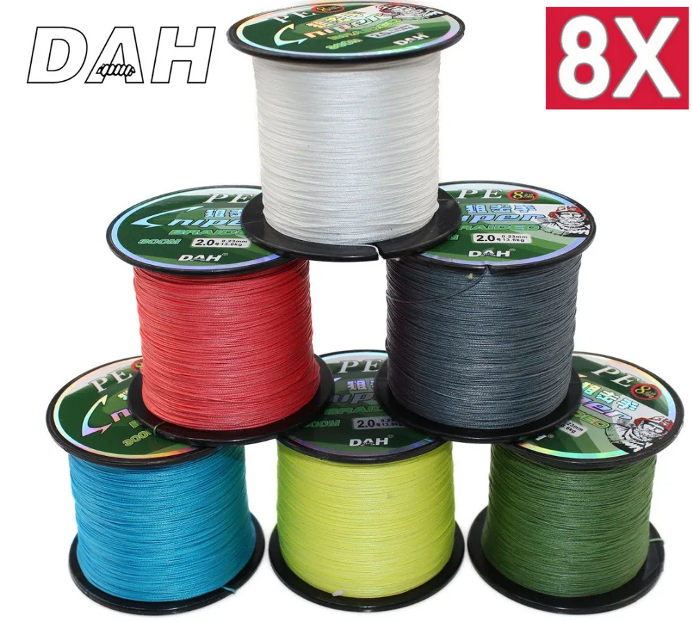 DAH siper8 супер сильный 300 м 8 прядей плетения PE плетеная леска веревка Multifilament 15LB 20LB