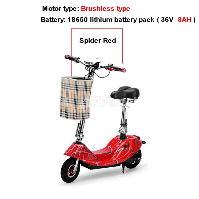 Spider Red 8AH 350 Вт бесщеточный мотор мини велосипед складываемый электровелосипед Электрический велосипед для взрослых женщин Леди электрический скутер с сиденьем 36 В литиевая батарея - Цвет: Spider Red 8AH