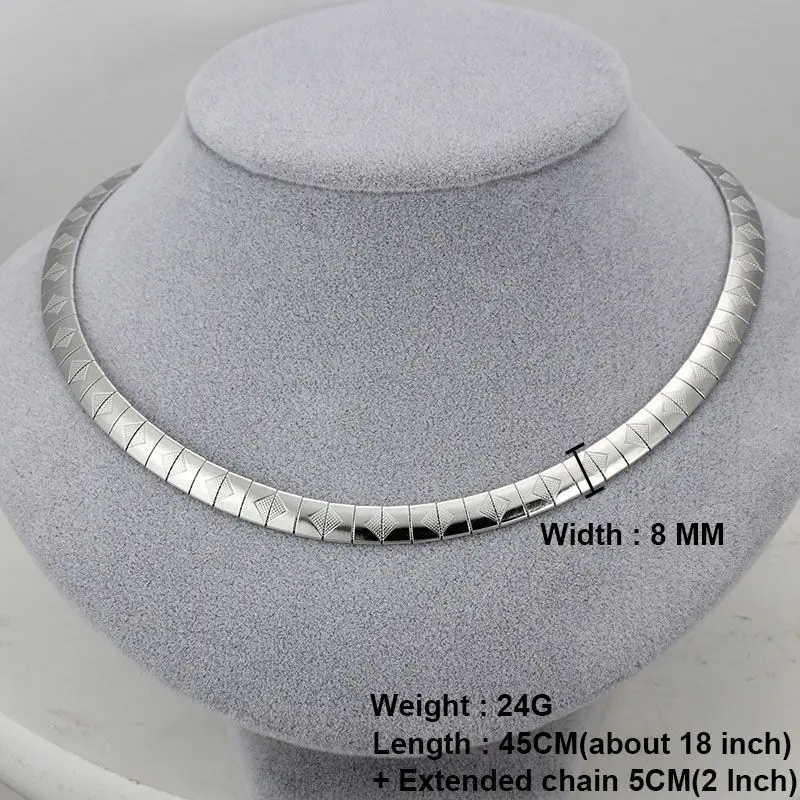 Necklace Silver 8MM Новая мода, колье из нержавеющей стали, массивное ожерелье, серебряное/золотое ожерелье, Женская цепочка в виде змеи, свадебные украшения - Окраска металла: Necklace Silver 8MM