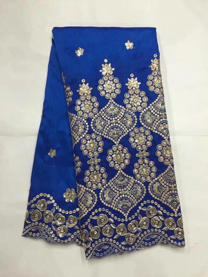 High quality African lace fabric India curious George material with gold sequins white color low price 5 yards for sewing cloth | Дом и сад