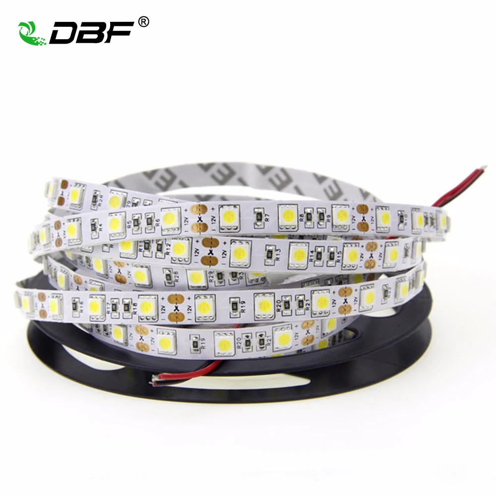 [DBF] Супер ярче 5 м/рулон не водонепроницаемый RGB светодиодный светильник SMD 5050 DC12V 60
