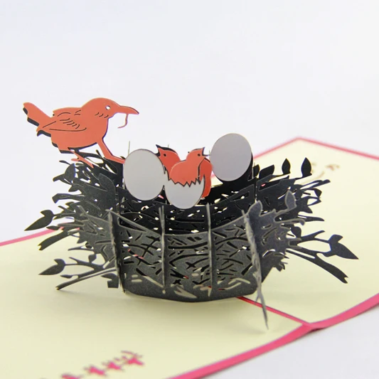 Птичье гнездо открытка для будущей матери выдвижная Новая Детская поздравления