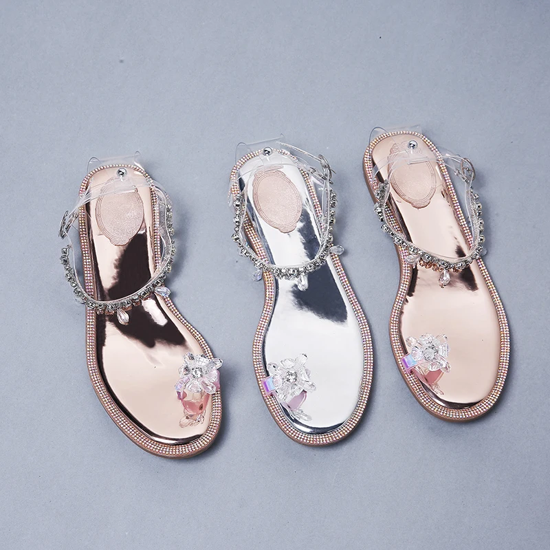 Женские летние сандалии ISNOM на плоской подошве женские повседневные прозрачные