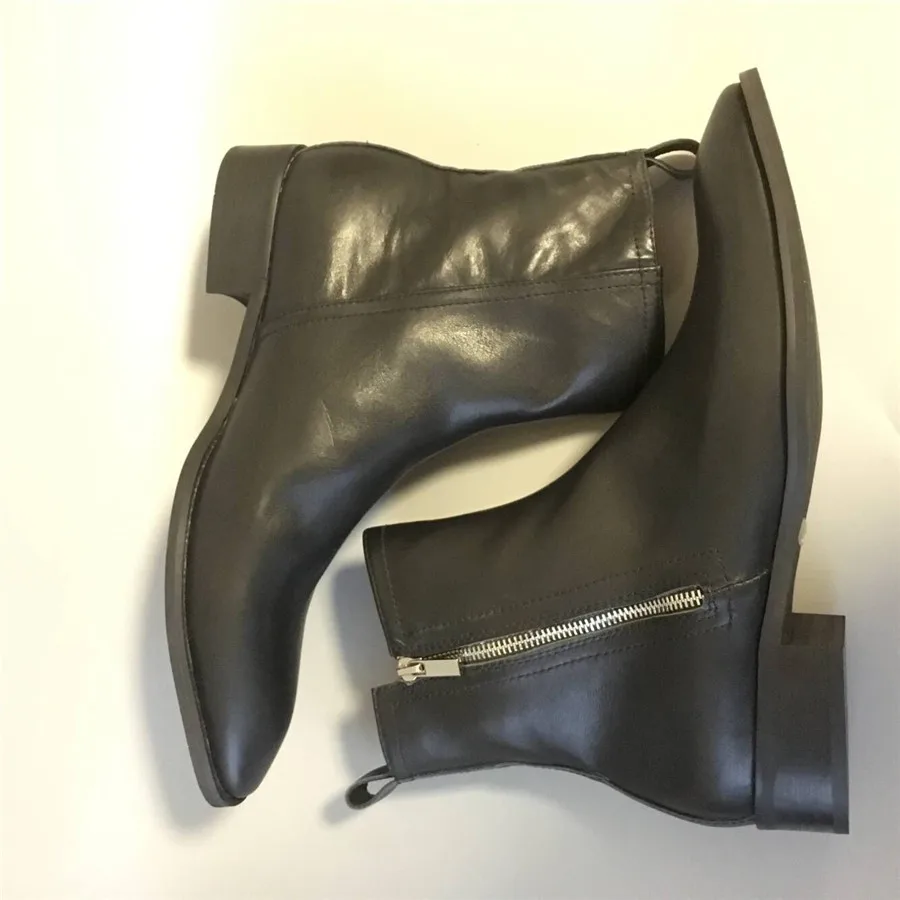 High End Handmade waytt Chelsea Zipper Men genuine Leather Boots Slim Fit Pointed Toe rock | Обувь