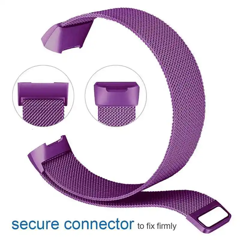 Purple Новая мода магнитная сетка петля ремешок для Fitbit Charge 3 из нержавеющей стали сменный ремешок для наручных часов металлический браслет ремешок - Цвет ремешка: Purple