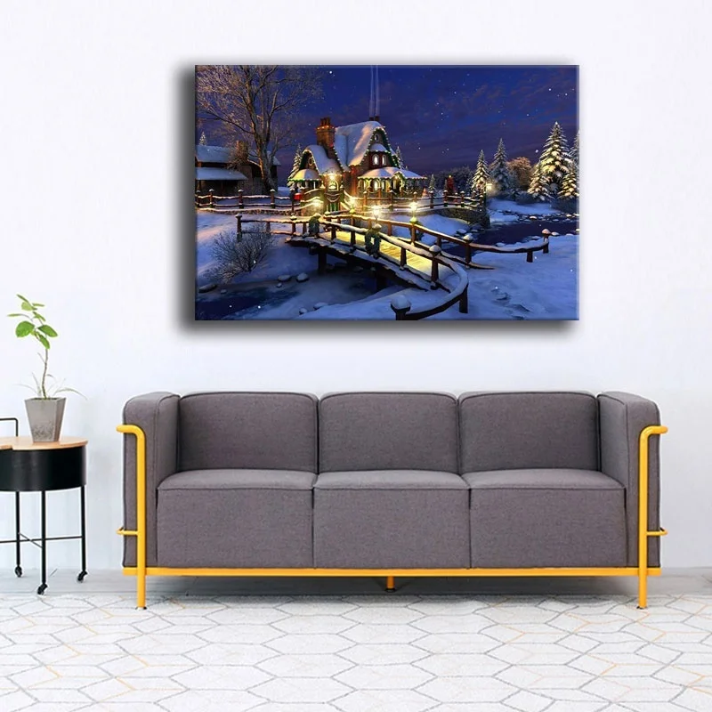 Декор для гостиной современные принты 1 штука прекрасный Рождественский домик