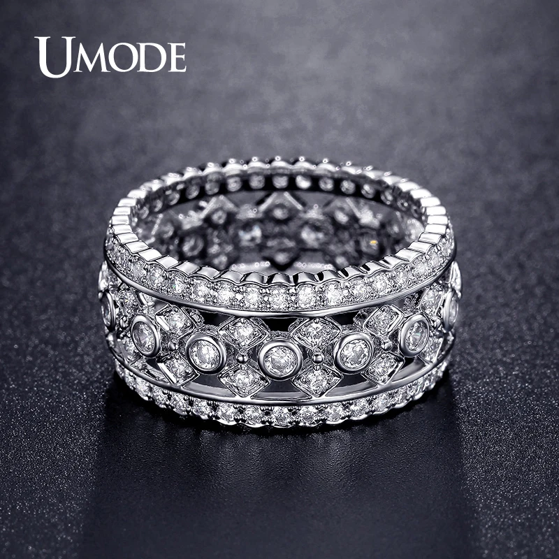 Классические кольца UMODE для женщин белого и золотого цвета с имитацией ювелирные