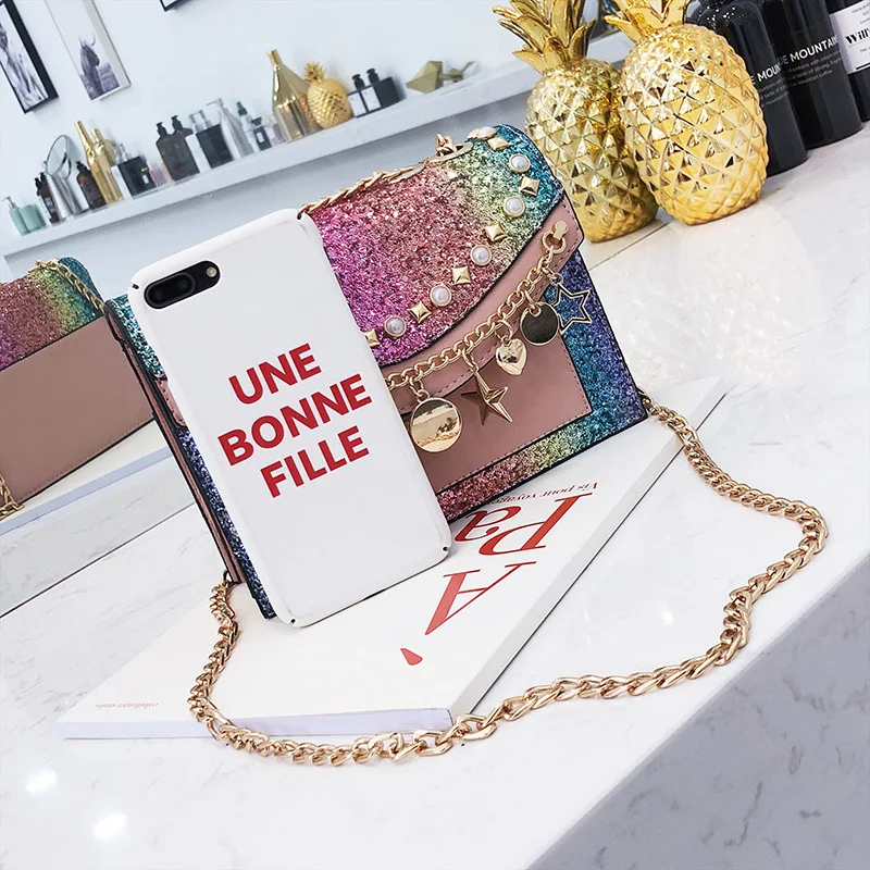 Женская сумка-мессенджер новинка 2018 сумка на цепочке с блестками Джокер плечо