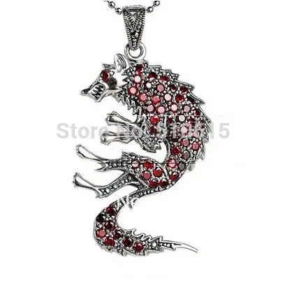 Hot Totem Crystal Dire Wolf Pendant Necklace |