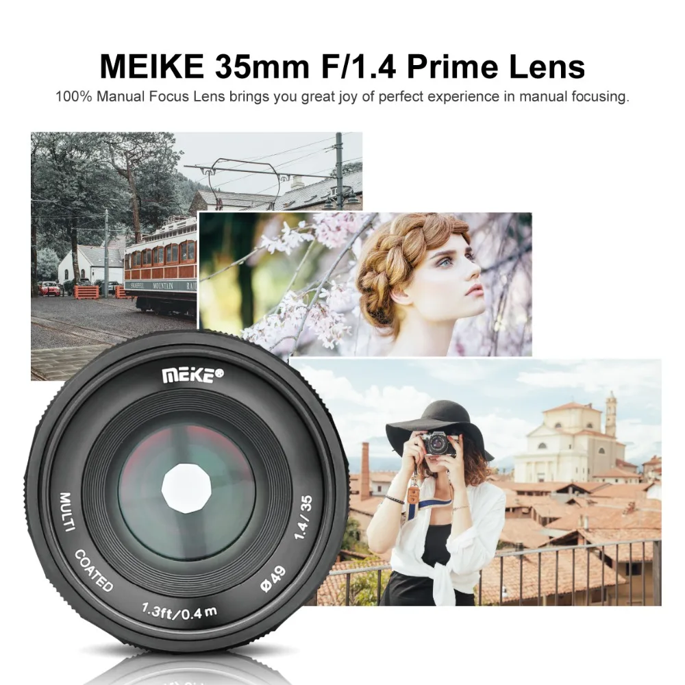 Объектив Meike 35 мм f1.4 с большой диафрагмой и ручной фокусировкой для Sony NEX3/3N/5/5R/5N/NEX6