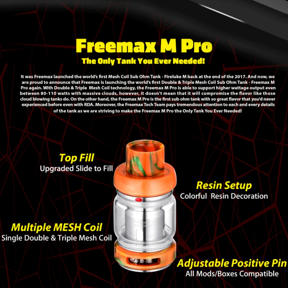 Оригинальный Freemax Mesh Pro Tank атомайзер 6 мл из углеродного волокна катушка Vape бак