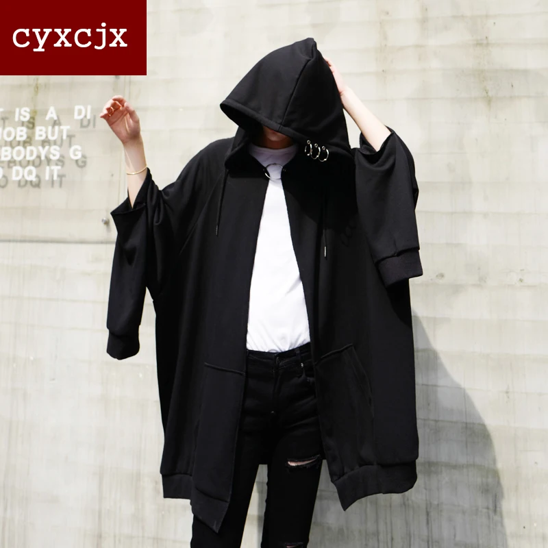 Осень 2017 г. человек одежда черный Толстовка личности свободно толстовка длинные