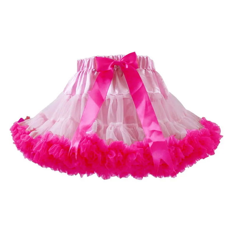 Pink And Hot Pink Женская Подростковая мини-юбка, размеры s, m, l, шифоновая балетная одежда с рюшами, летняя женская юбка-пачка, Женская юбка для взрослых - Цвет: Pink And Hot Pink
